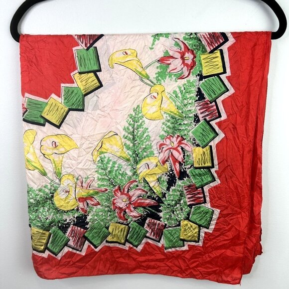 Orange‎ scarf with peace lillies - Picture 1 of 5